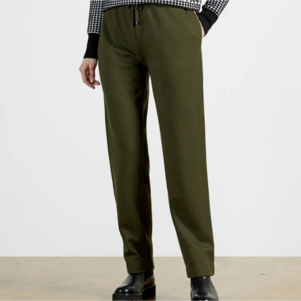 Ted Baker Vveria relaxed jogger pants khaki green satin trim 4 NWT New